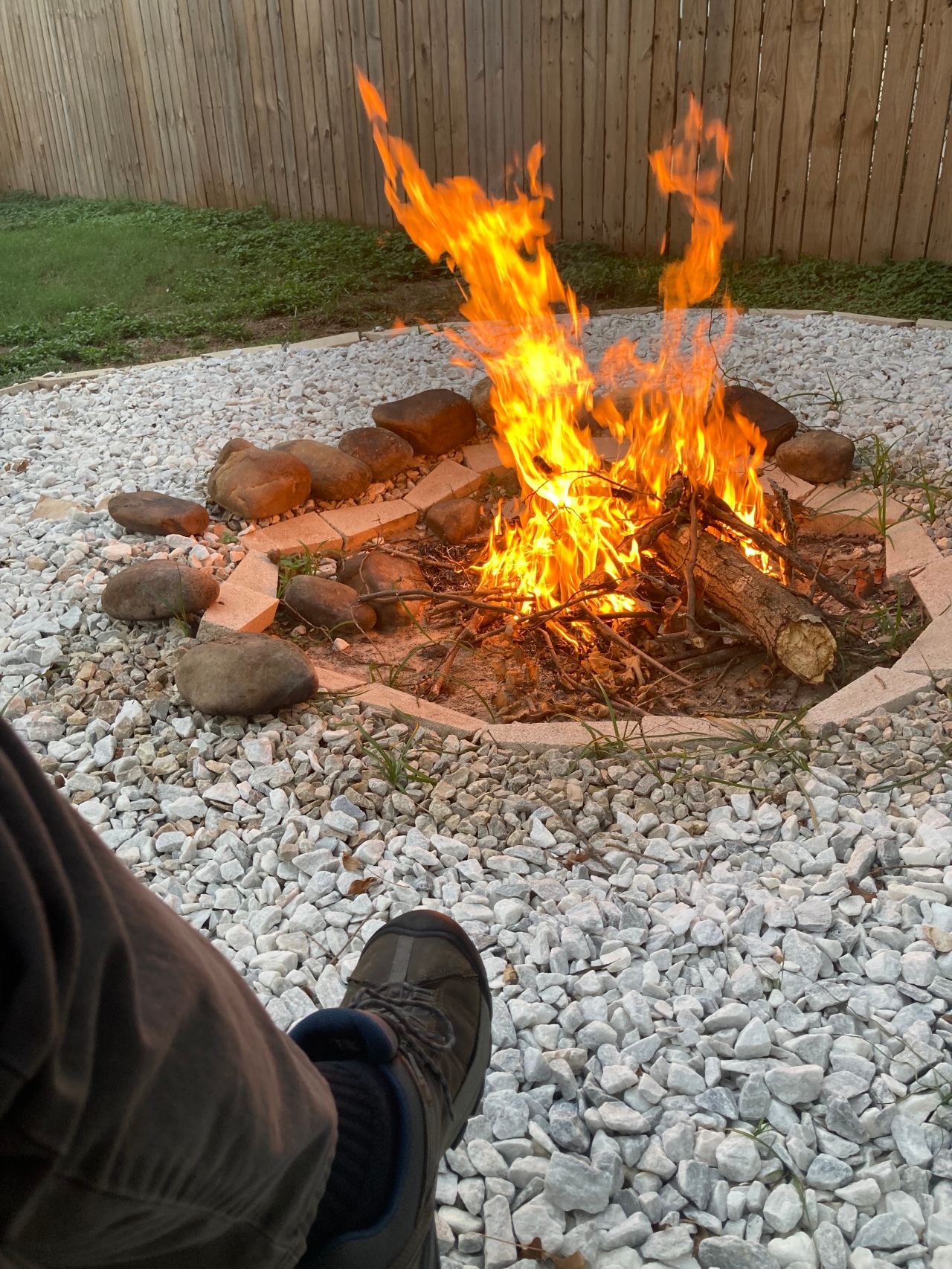 First Fire in the Fire Pit